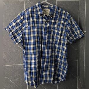 Men's Abercrombie & Fitch Blue Plaid  Short Sleeve Muscle Collared Shirt XXL